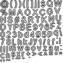 Bitmap font atlas used for debugging in Speebot, Phantom Path and Pilie Pals